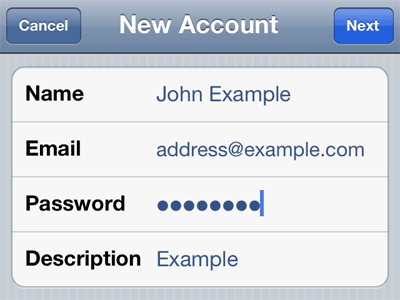 New email account on iPhone