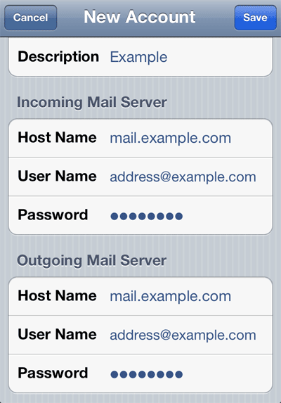 Incoming and Outgoing server settings on your iPhone